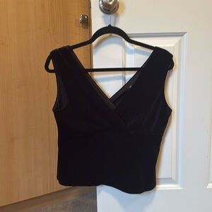 International Concepts Black Velvet V Cropped Blouse
